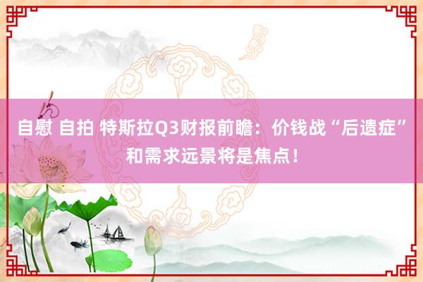 自慰 自拍 特斯拉Q3财报前瞻：价钱战“后遗症”和需求远景将是焦点！
