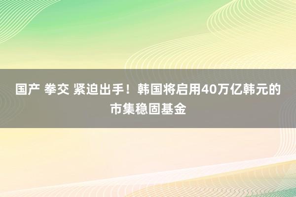 国产 拳交 紧迫出手！韩国将启用40万亿韩元的市集稳固基金